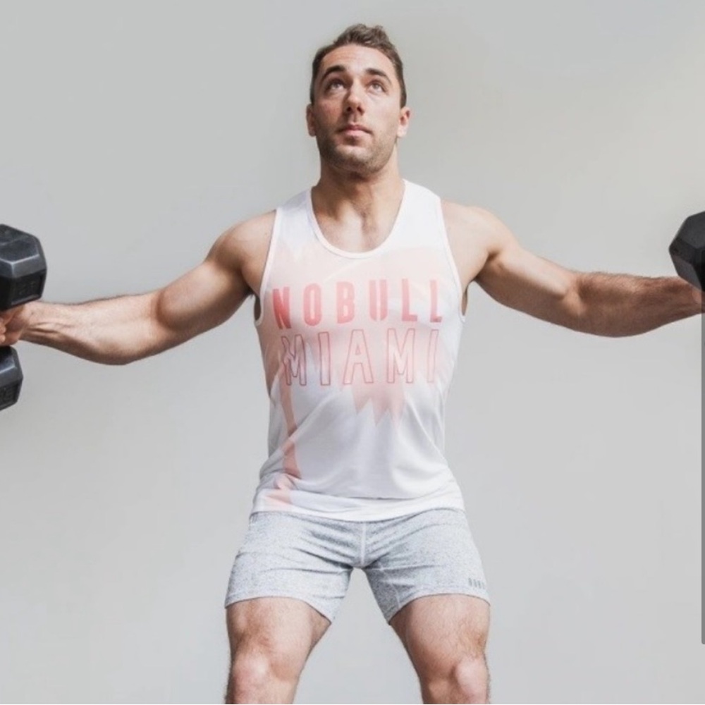 NWT NOBULL Men's Palm Tree Miami Muscle Tank - XXL - Pink